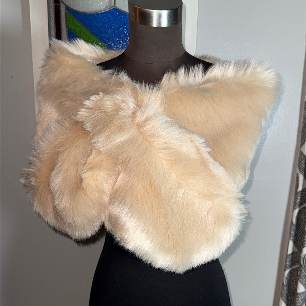 Beige Faux Fur Wrap